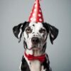 Dalmation Dog wearing a Bow Tie & Party Hat