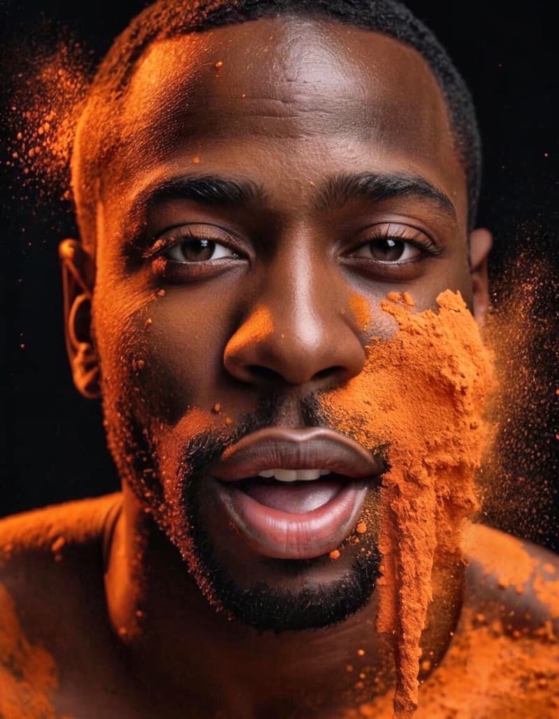Open Mouth Man Bombarded with Paint