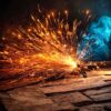 Colourful Sparks Like Fireworks on Work Bench