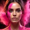 Woman drenched in Pink Paint