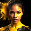 Woman drenched in Yellow Paint